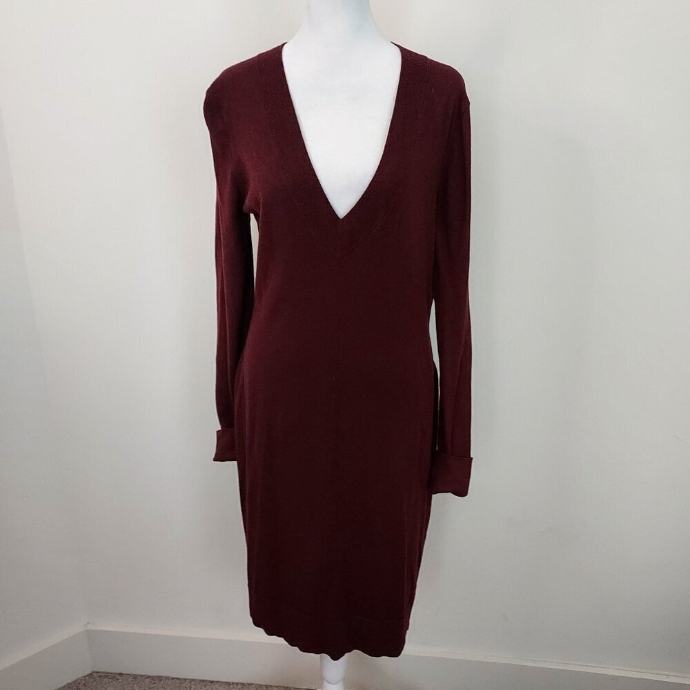Grey By Jason Wu Wool Blend V-Neck Midi Sweater Dress Size Large